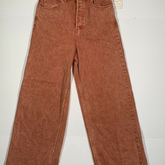 Free People Jeans Brown Terracotta Cropped Sz 30 - Picture 3 of 8